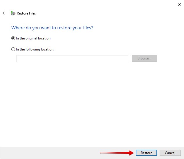 Confirming the file restoration.