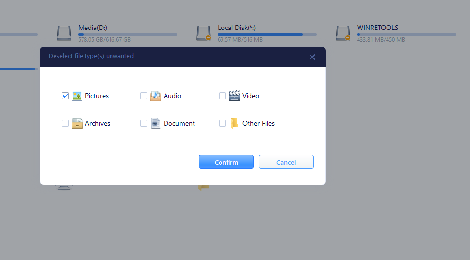 iBeesoft choose recovery filetypes