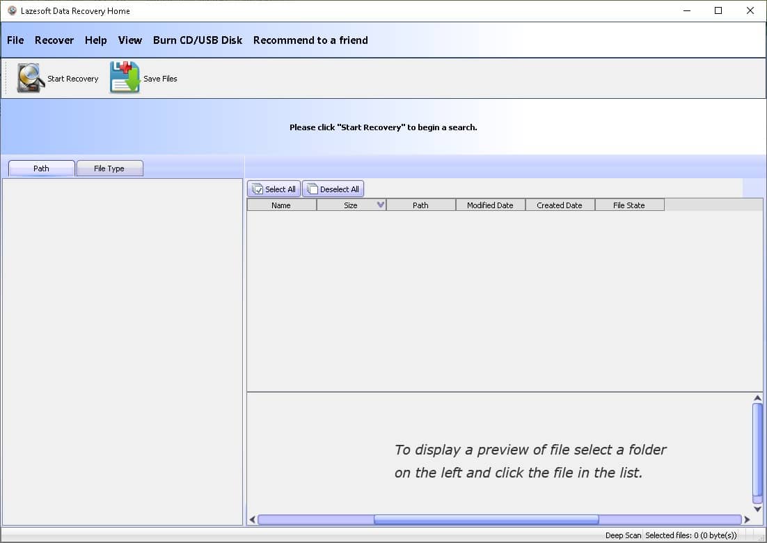 lazesoft data recovery user interface