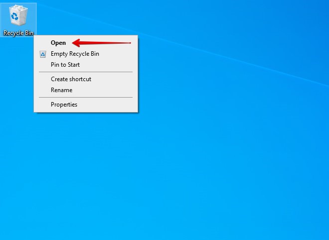 Accessing the Recycle Bin.