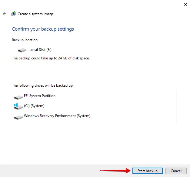 Saving the backup.