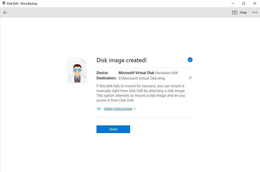 Confirmation of the successful backup.