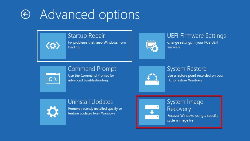 Restoring from a system image.