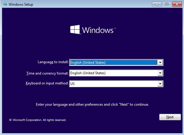 Windows startup overview screen.