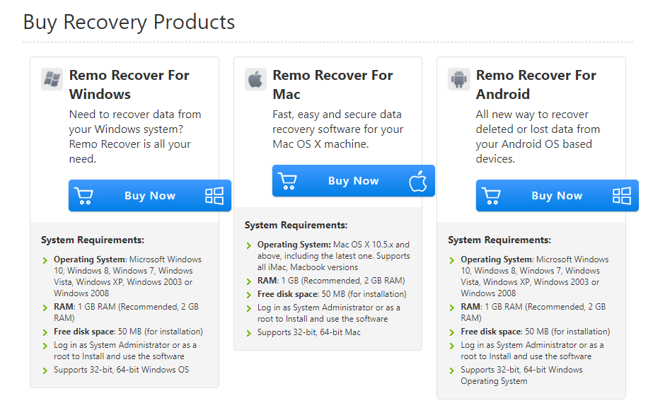 Remo Recover Pricing