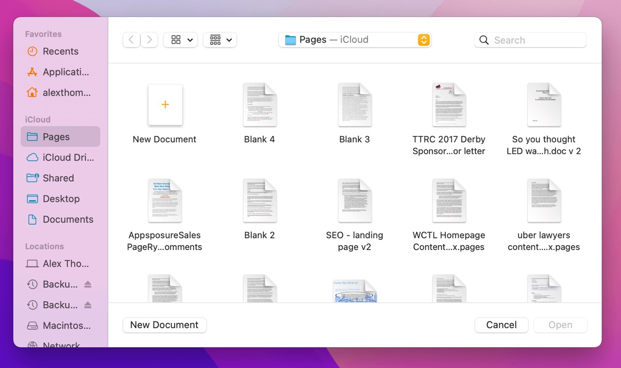 Step 1 to recover overwritten files on Mac: Open Pages.