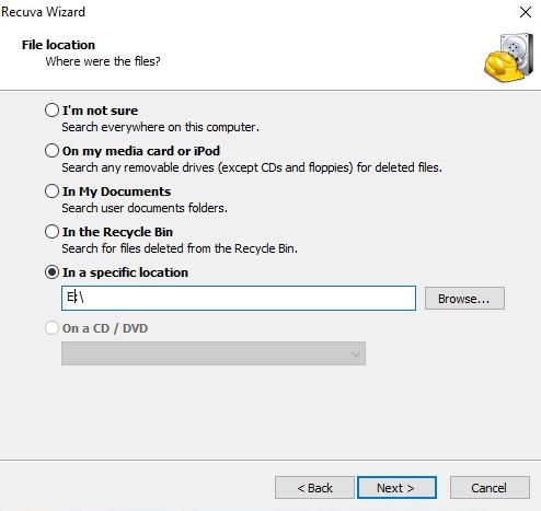 type of file to recover using recuva