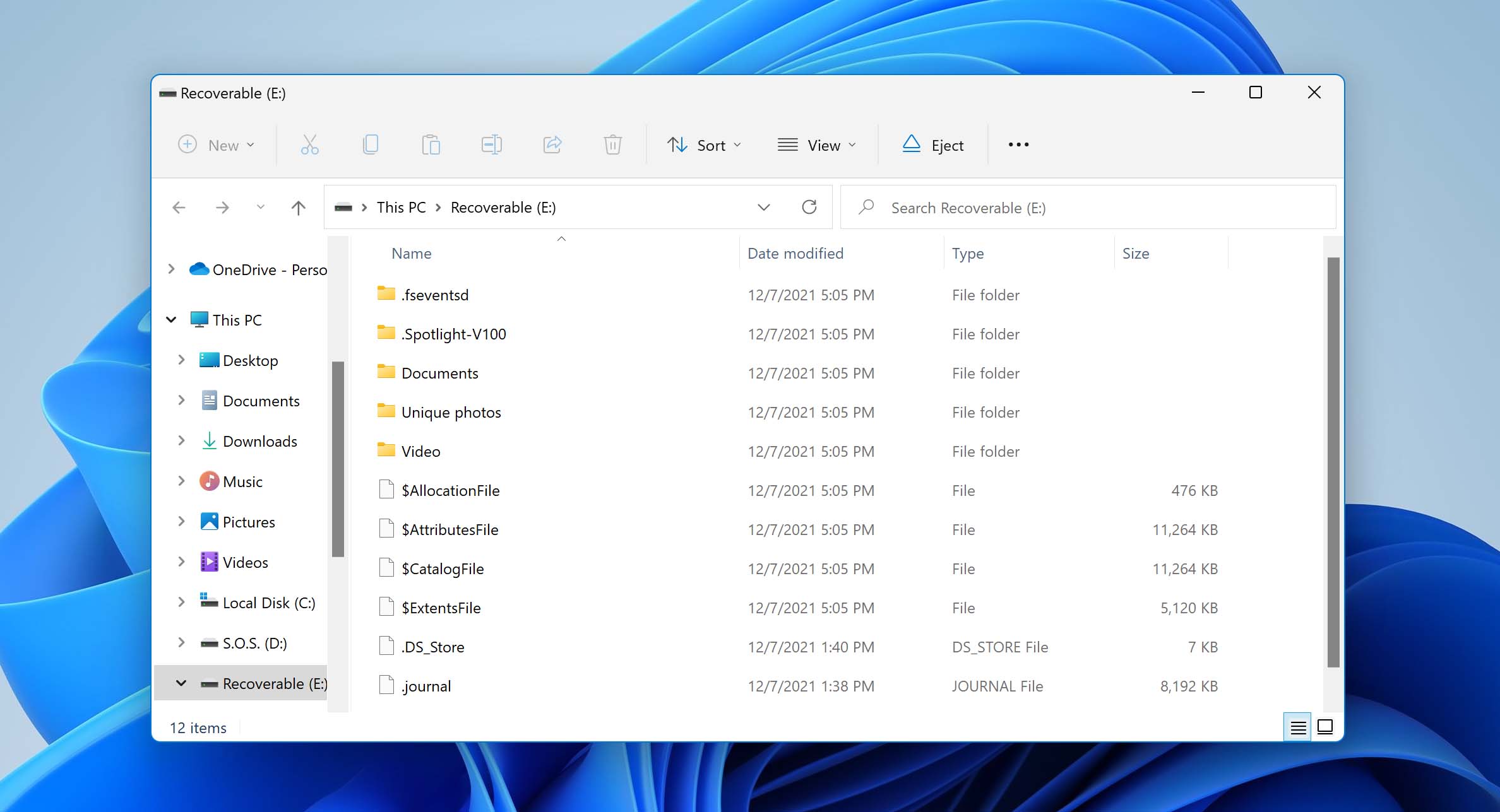 recoverable files in explorer