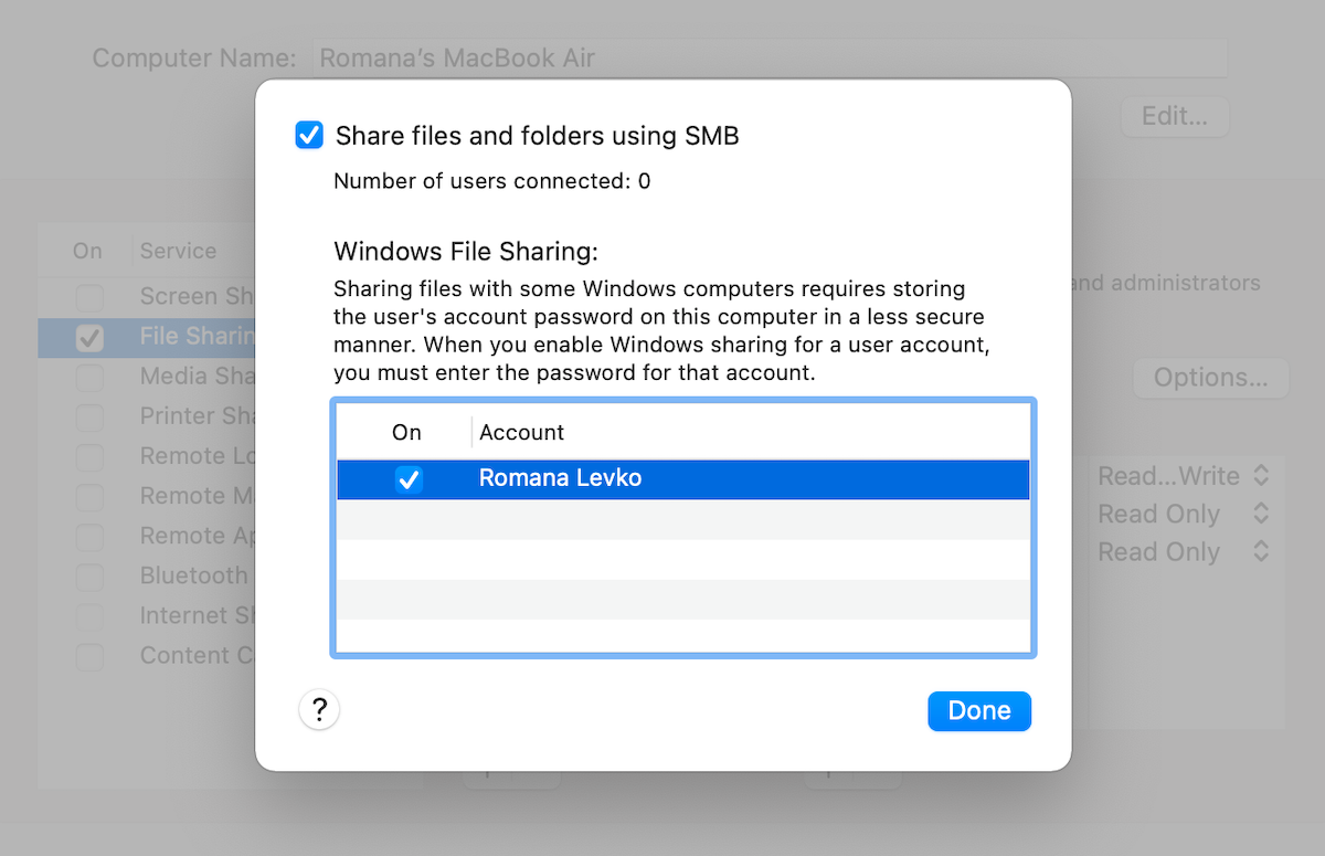 how to set up file sharing on Mac