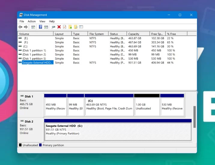open disk management