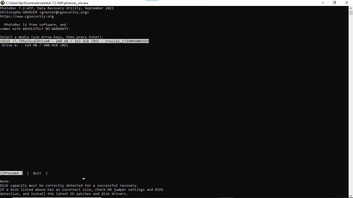 Select disk partition