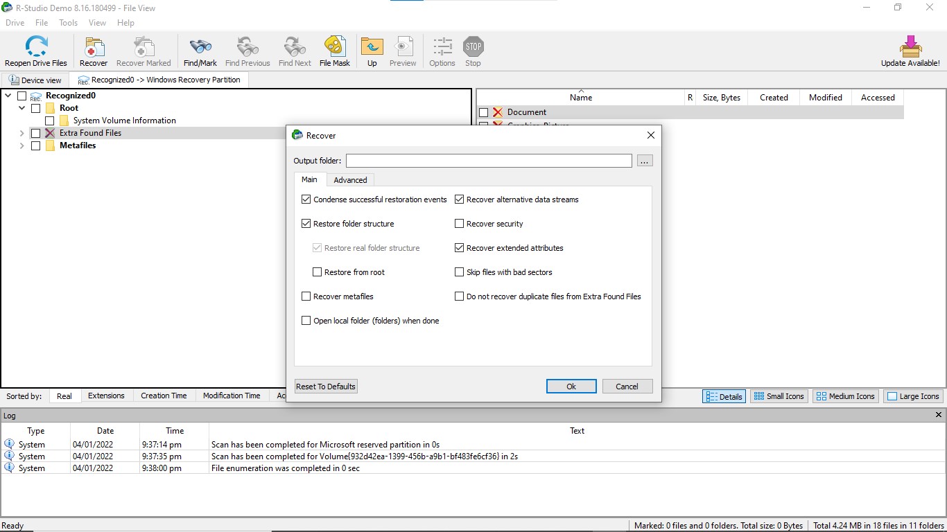 Recover files