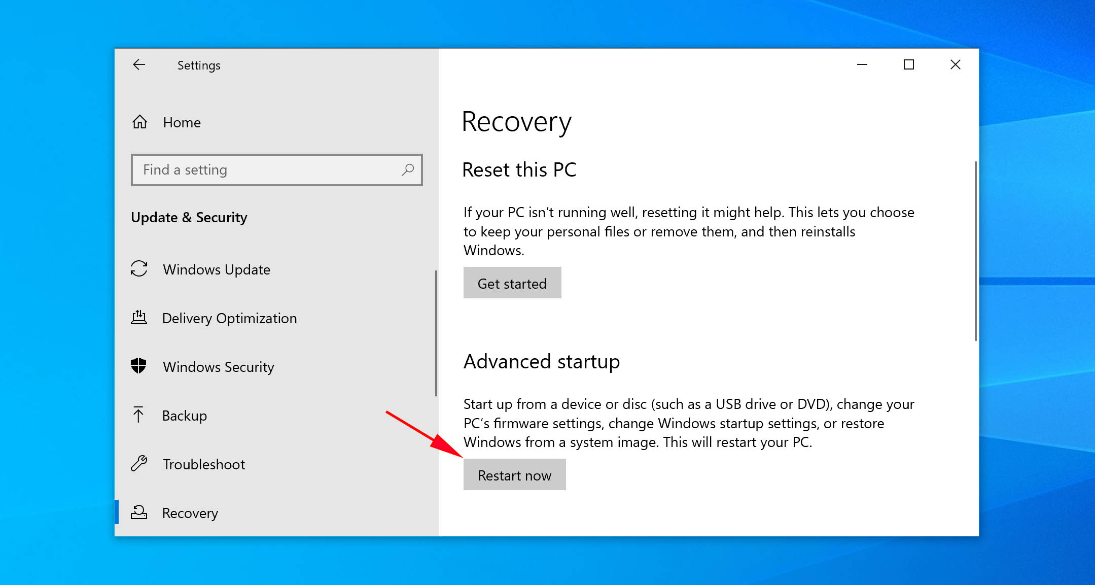 Reboot your PC into Advanced Startup