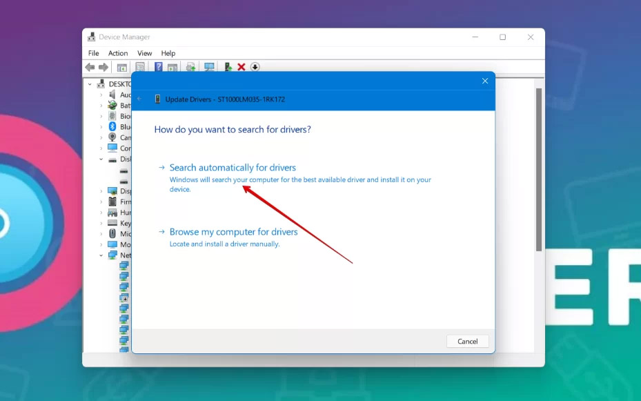 Search automatically for updated driver software