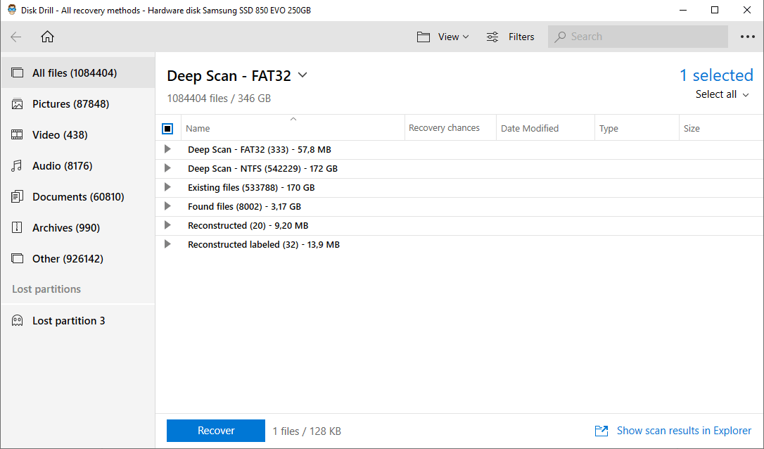 Disk Drill Deep Scan