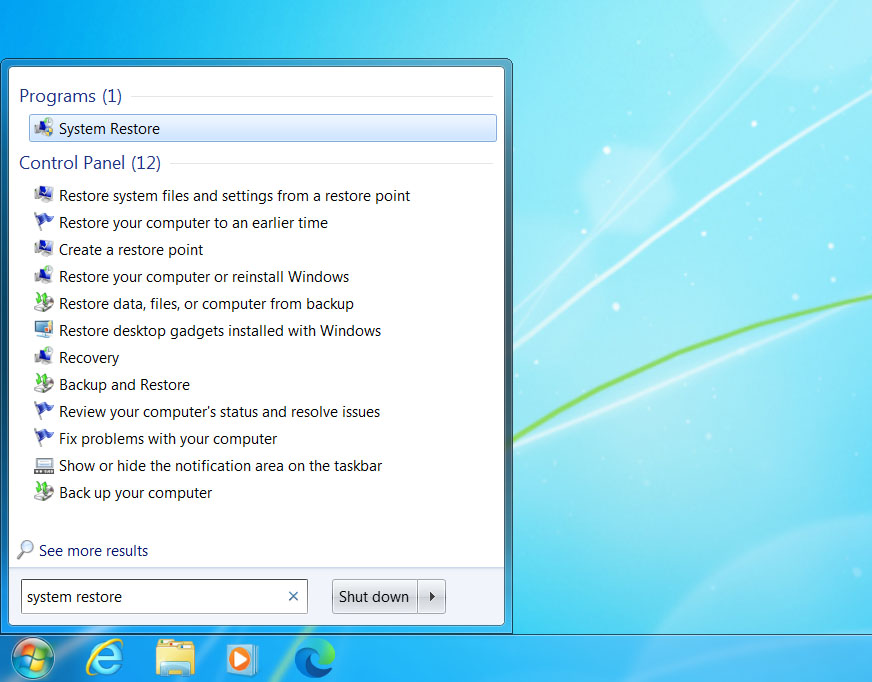 system restore on windows 7