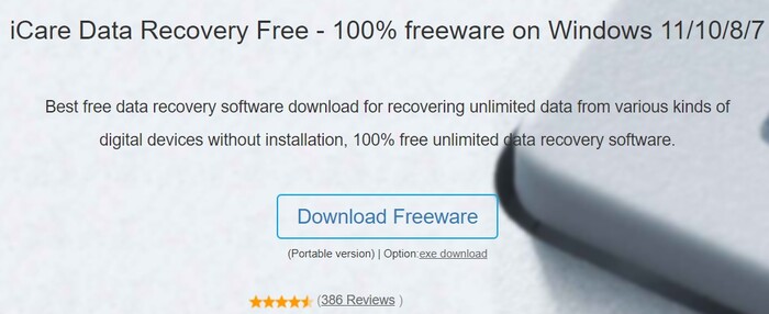 iCare Data Recovery landing page