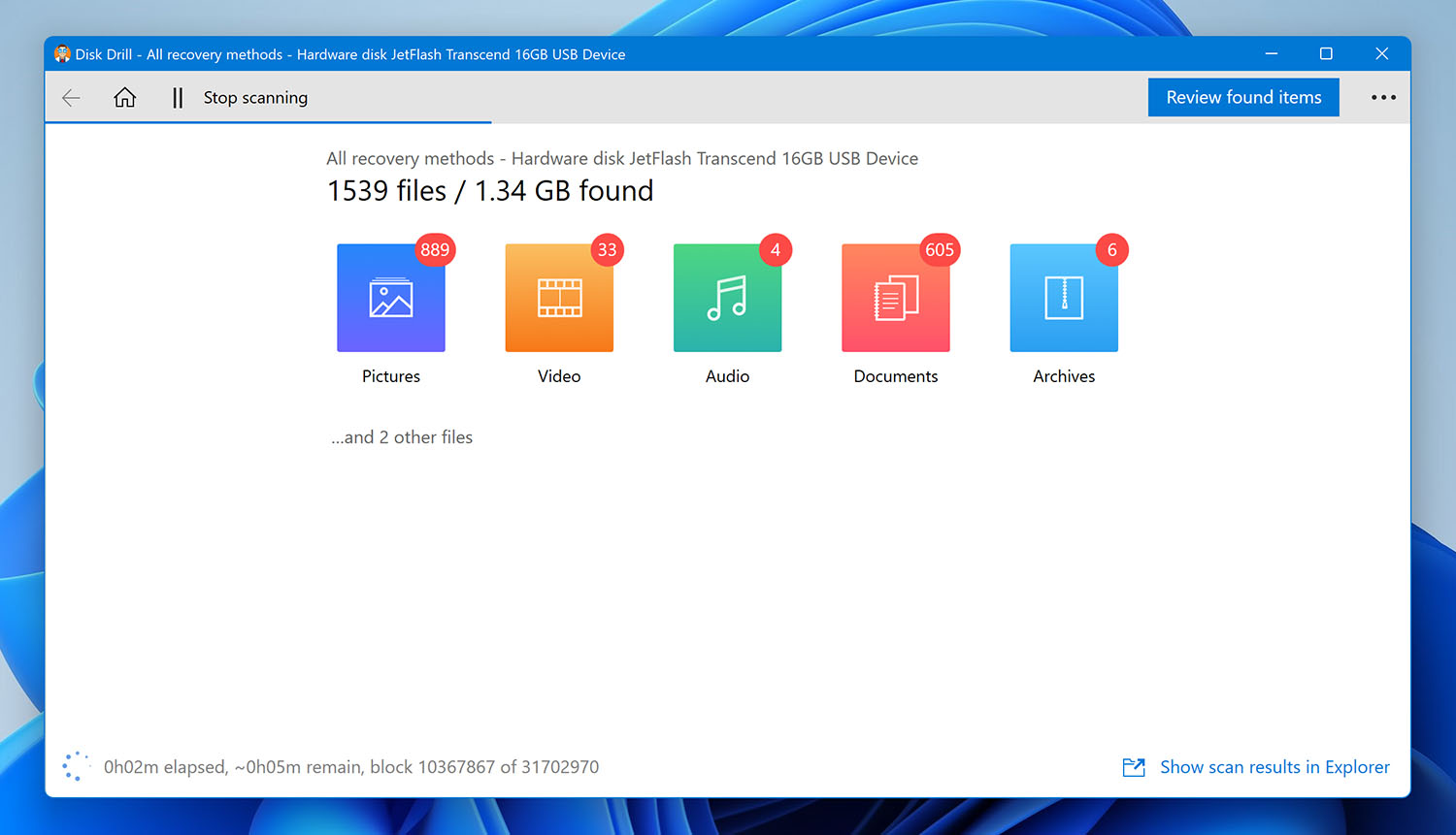 scan process disk drill for windows