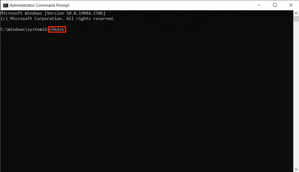 chkdsk command in Command Prompt