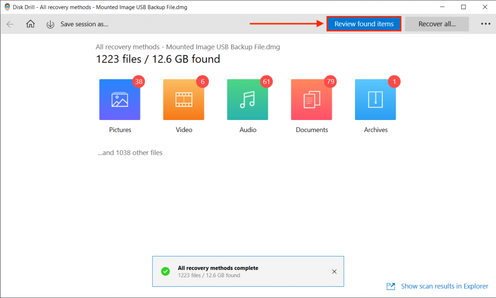 Disk Drill scan process