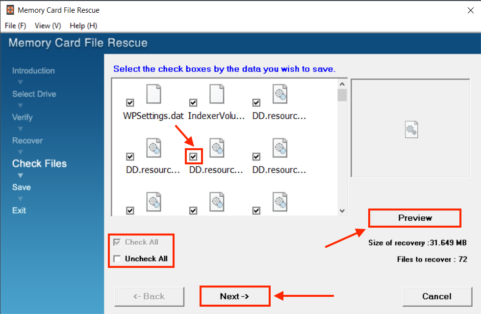 Memory Card File Rescue preview demo