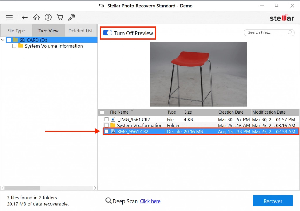 Stellar Photo Recovery preview demonstration