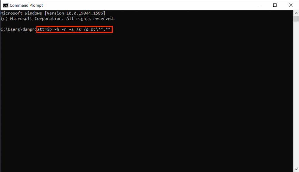 Attrib command in Command Prompt