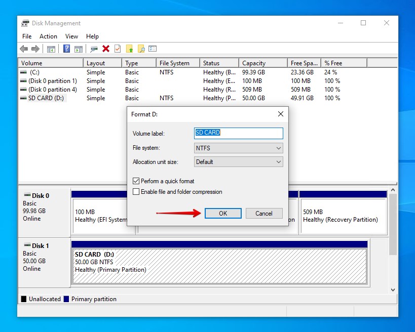 Specifying the format parameters.