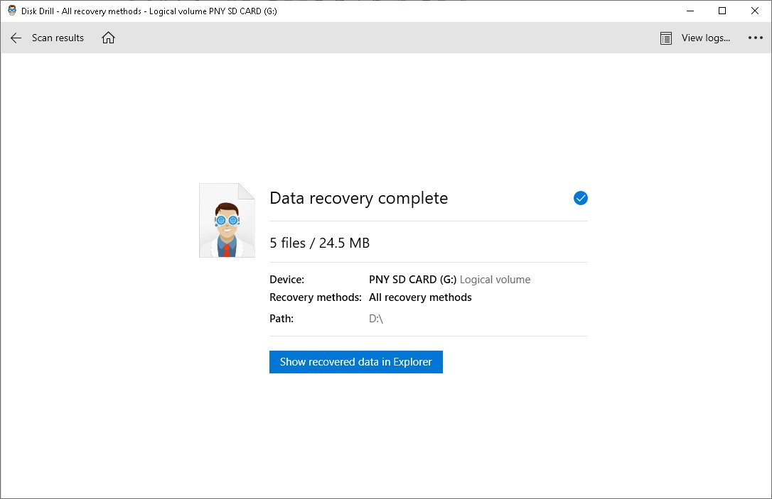 pny disk drill recovered