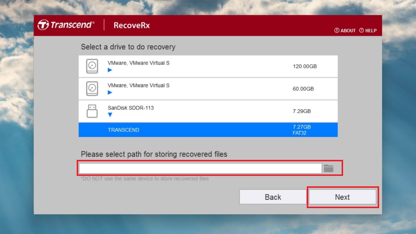 selecting the drive for scanning