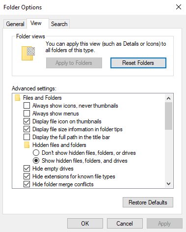 unhide folders