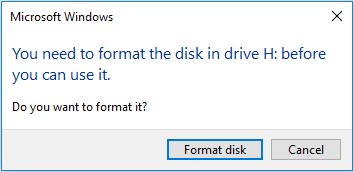 You need to format the disk in drive X: before you can use it error