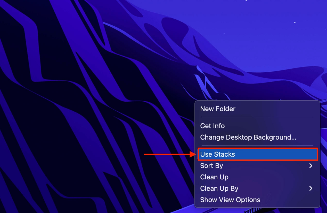 Use Stacks option on the Mac desktop