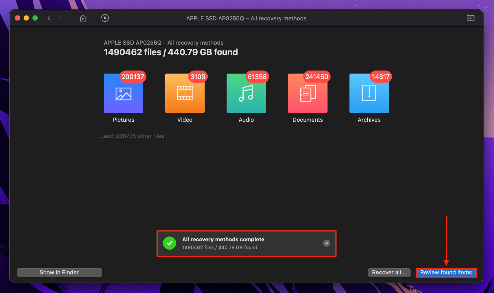 Disk Drill scanning screen