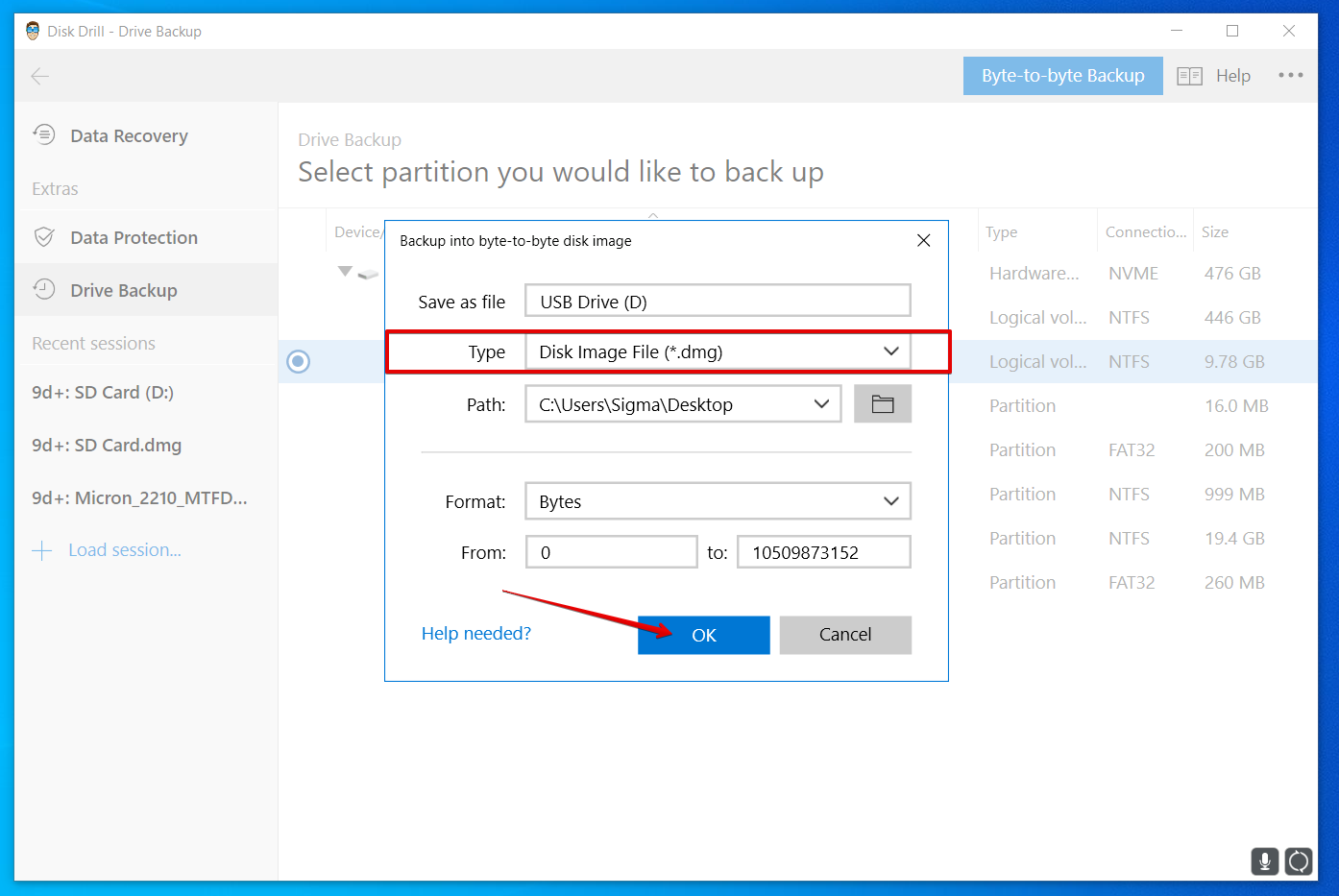 disk drill backup type