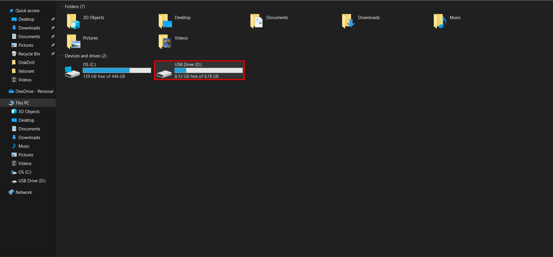 select USB disk