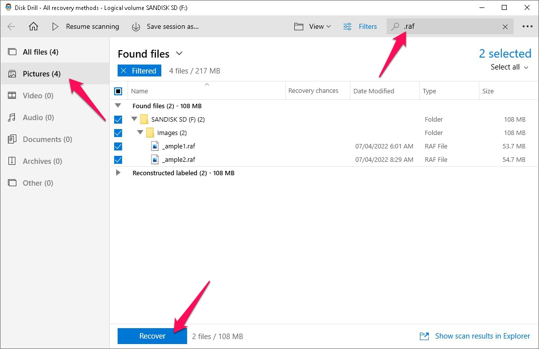 disk drill select recover