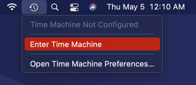 enter time machine on Mac 