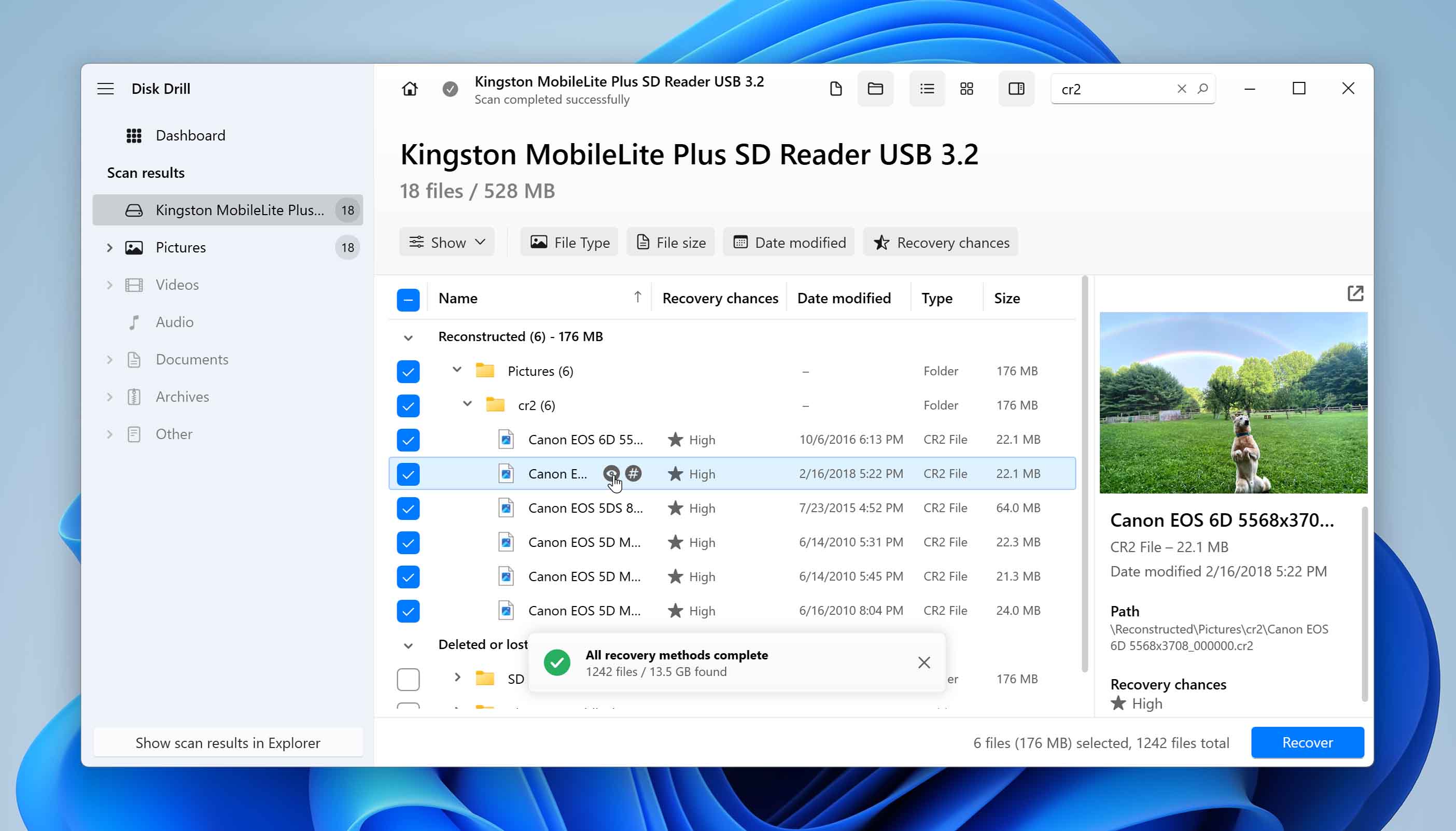 Preview found items in Disk Drill