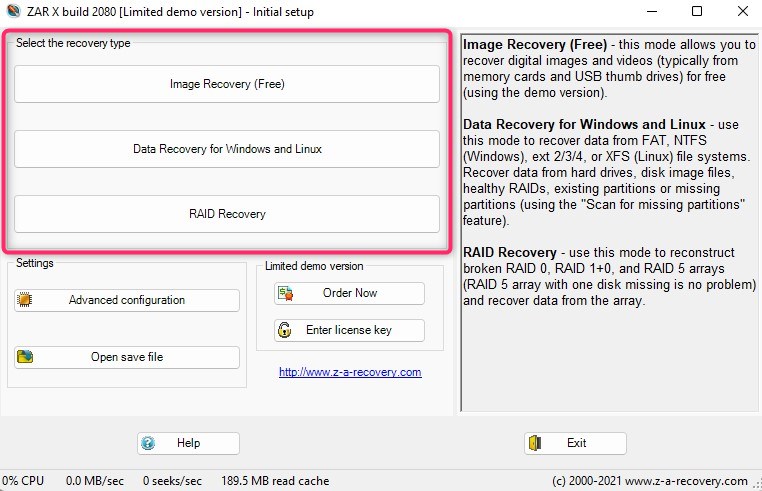 modes of scanning on ZAR