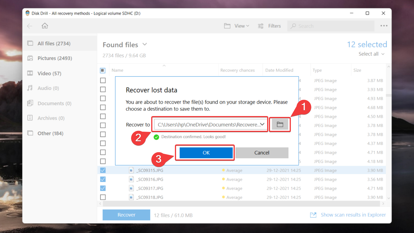 selecting destination for data recovery