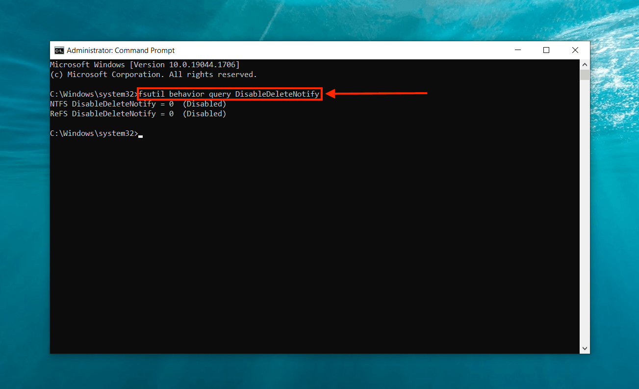 TRIM query in Command Prompt