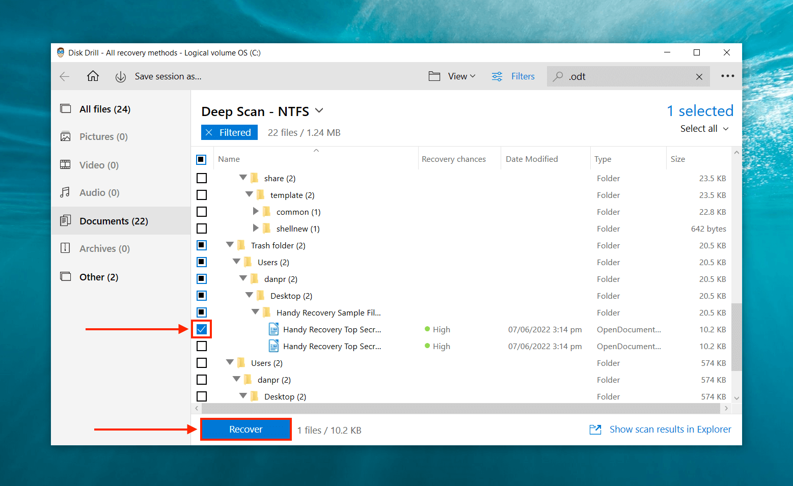 Disk Drill file selection column