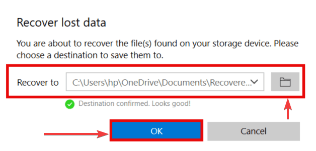 selecting destination for data recovery