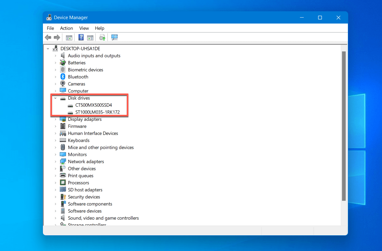 drive list in windows device manager