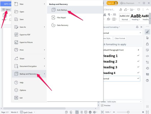 how to recover unsaved wps document file