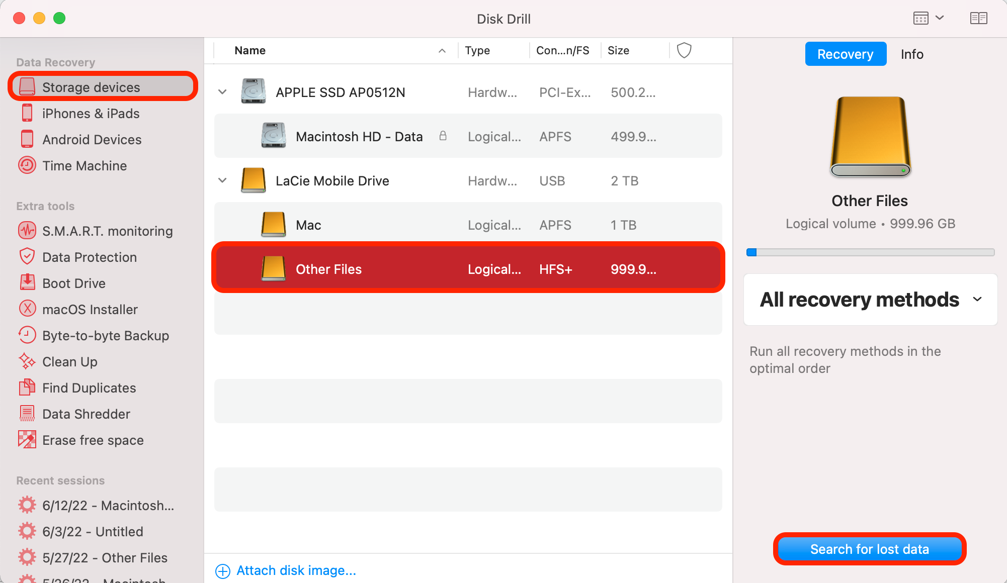 scan hfs partition with disk drill Mac