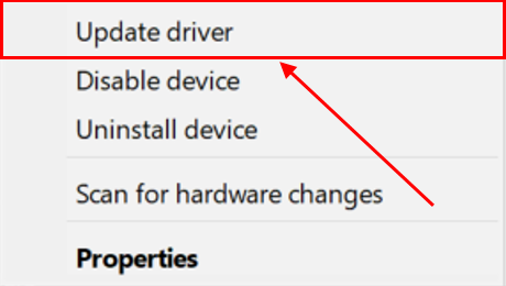 Update driver button 