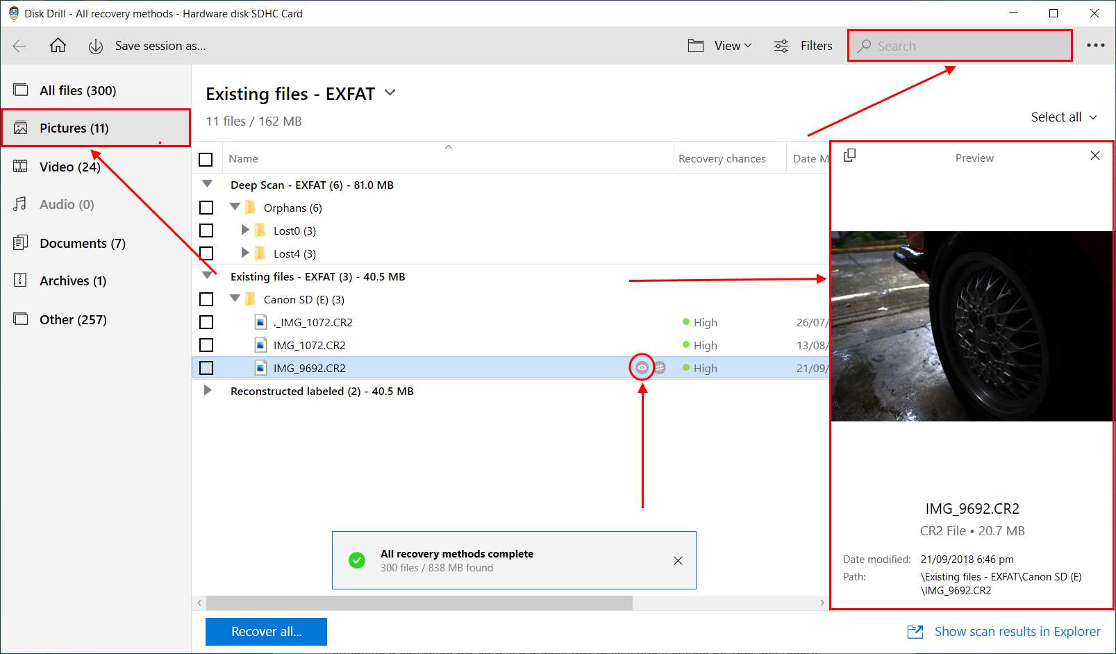 Disk Drill preview window