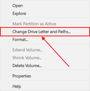 Change drive letter and paths button